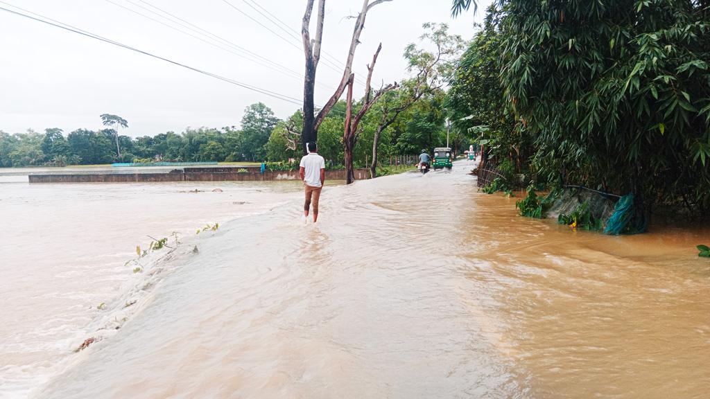 মৌলভীবাজারে ৩ লাখ মানুষ পানিবন্দী, ১৪ বাঁধে ভাঙন 