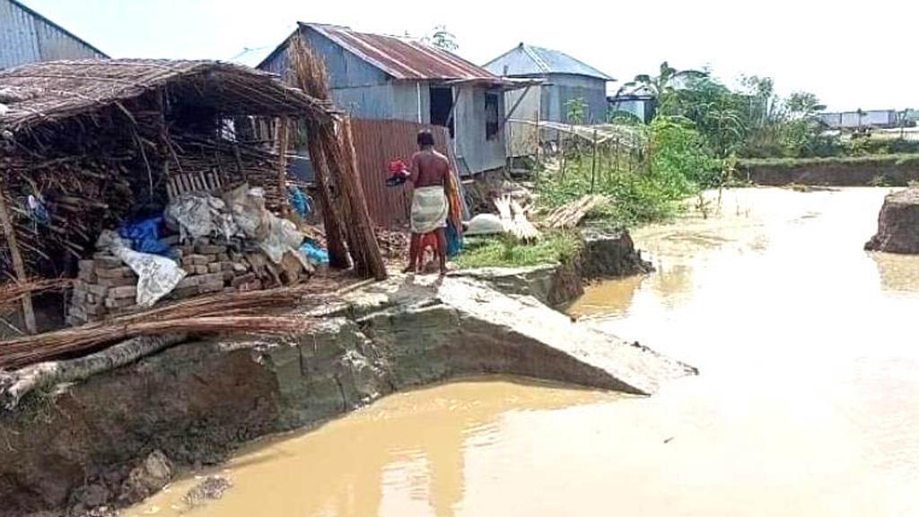 বন্যার পানি নামতেই পদ্মাপাড়ে ভাঙন, গৃহহীন অর্ধশতাধিক পরিবার