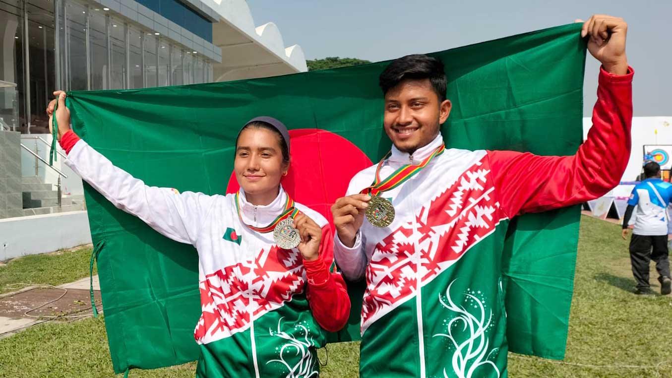 এশিয়ান আর্চারিতে রুপা জিতলেন রুবেল-দিয়া